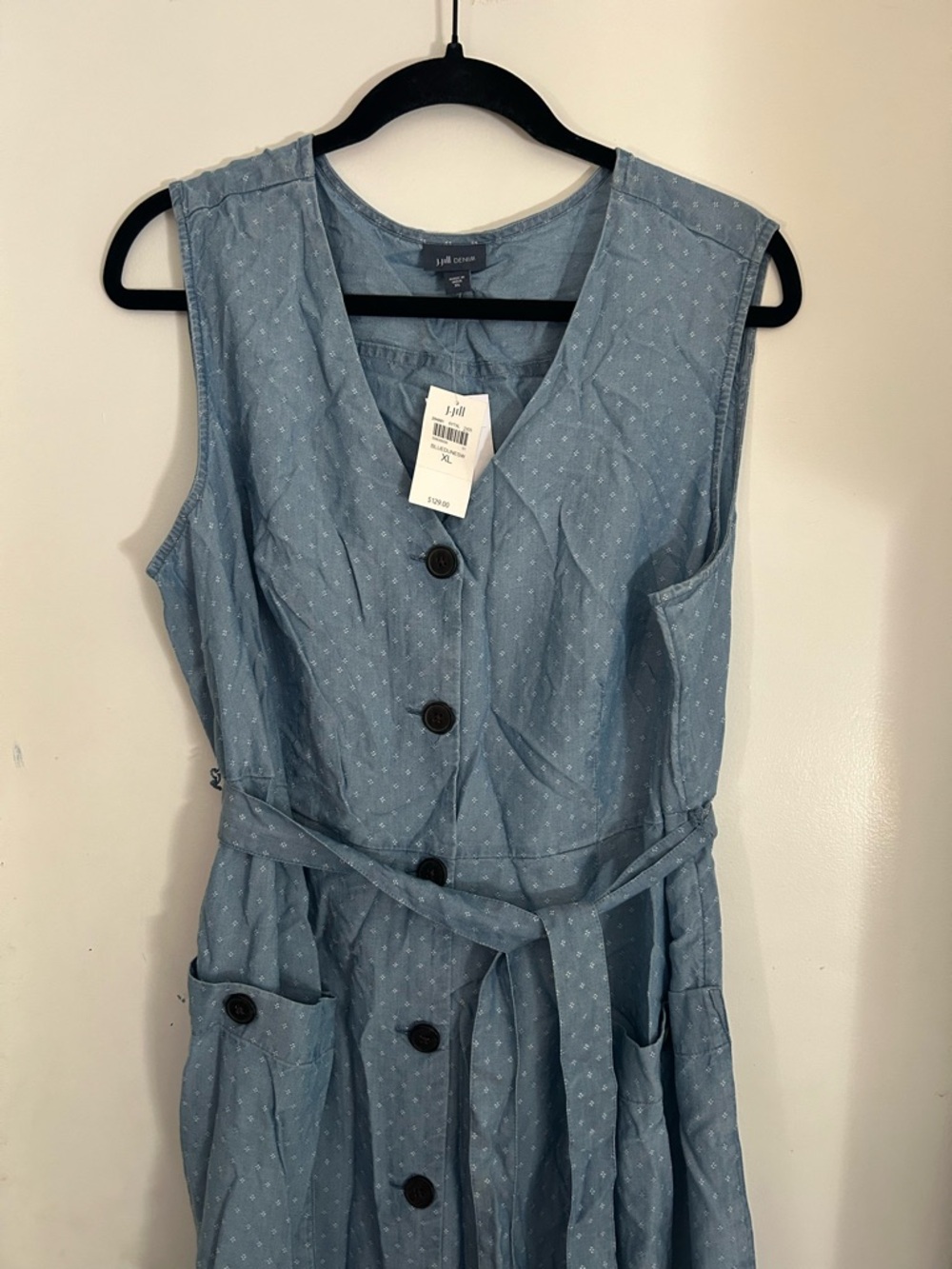 J. Jill Light Blue Sleeveless Button-Front Midi Dress - Picture 2 of 4